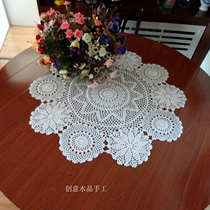  Handmade crocheted round table cloth Exclusive sale hollow coffee table cushion flower pastoral decoration cover towel Central European style home tablecloth