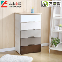 Wanyuan Hong drawer wooden top plastic gradient color drawer storage cabinet Storage finishing cabinet Baby wardrobe