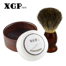 High-end mens soap bowl shaving brush shaving soap lotus wood flat bottom soap bowl brush classic old-fashioned wood grain soap bowl