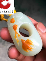 Point stone natural Hetian Jade boutique bird language flower fragrance pendant Jade Dragon Guanyin pendant lucky gold cicada woman carving