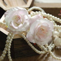 Taiwan new flower ornaments silk flower cloth art flower simulation flower rose fake flower corsage DIY jewelry decoration A3 Pink White