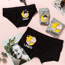 Modal cotton couple underwear cartoon funny cute creative gift mens flat corner Womens triangle black sexy