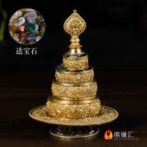 Eight auspicious Manza pan Nepal handmade copper carved plating gold repair pan Mancha Luo Tibetan Manda plate