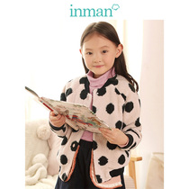 Inman 2019 autumn and winter girls imitation cashmere coat cute polo spot short long sleeve childrens childrens clothing shirt