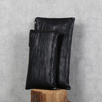  Pure cowhide wallet wallet Simple leather wallet small folds Original design Nine deep mountains