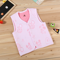 Warm Xin children combed cotton three-layer warm shoulder small middle and big children thick vest baby cotton cardigan New