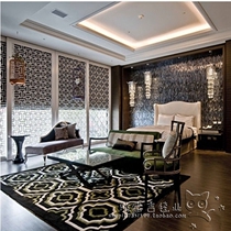 American Minimalist Grid Carpet Living Room Bedroom Carpet Tea Table Sofa Rug Modern Chinese Handmade Carpet Custom