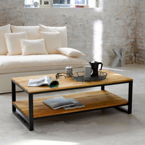 American loft old industrial style retro iron wood coffee table living room simple tea table double layer short a few sides