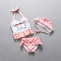 Korean childrens swimsuit Girls swimsuit Childrens bikini split skirt swimsuit Girl princess baby with hat