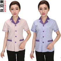 Hotel overalls summer clothes female cleaning clothes hotel room waiter plus size short sleeve property cleaning staff wear