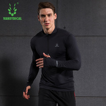 Fanstik mens long-sleeved running suit in autumn and winter Warm quick-drying suit training suit sports t-shirt