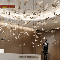 Creative stainless steel metal hollowed-out butterfly air hanging decoration mall Hanging Hall Hall Front Desk Art Adornment