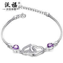 925 Silver Bracelet Girls Fashion Korean Silver Jewelry Heart-shaped Couple Hand Jewelry Valentines Day Gift