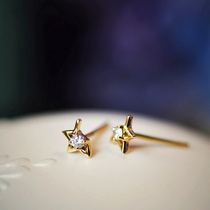  Wei JiaTAS * KI same style~missing buds five-star inlaid with natural diamonds 18K gold white gold small earrings