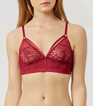 02 full 80 UK Sexy lace vest style hollowed-out ultra-thin No steel ring bra lady inner lap underwear
