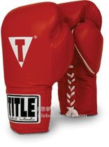 (Shipped in the United States) TITLE boxing gloves professional lace-up Red