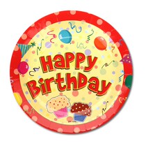 7 Inch 9 Inch Disposable Dinner Plate Fruit Pan Cake Paper Dish Disc Children Birthday Party Supplies Yellow Birthday