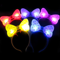 Luminous bow head hoop luminous Minnie headgear fluorescent flashing headgear hairclip pin hair card luminous headband toy