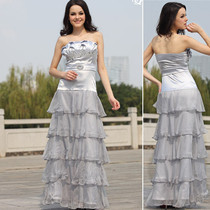 Spot Evening Gown Silver Grey Sequin Smear presenter star Performance Gala Dinner Party