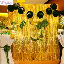 FENGRISE 1x2 3m Gold Foil Fringe Curtain Tincsel String Shiny
