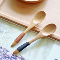 vankine coffee spoon Japanese wooden creative log mixing short handle spoon Honey tableware spoon