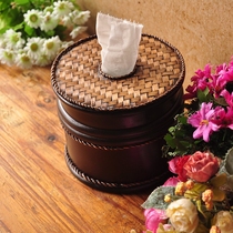 Thai handicrafts handmade wooden tissue tube bamboo woven tissue tube storage box creative hotel club tissue