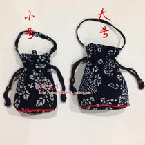 Wuzhen characteristic blue printed cloth draw belt purse bag bag mobile phone bag coin bag handcraft water Cup bag cigarette bag