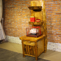  Camphor wood furniture logs Pastoral original ecological Chinese style all solid wood shelf Flower rack display rack Display rack Flower rack