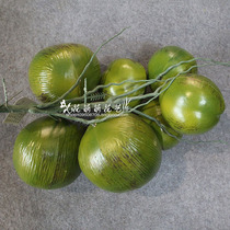 Hot Sell Fruit Emulation Coconut Fruits Green Plant Decoration Pendulum plastic Coconut Coconut Tree Coconut Fruit Shooting Props
