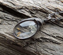 Hand-made Neutral antique texture transparent Oval personality Street dandelion pendant necklace