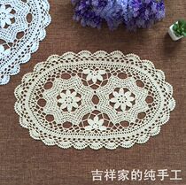 Handmade crochet crochet placemats cotton woven nostalgic retro idyllic shooting props Oval decorative table mat