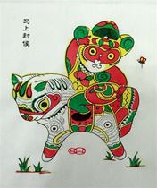 Wuqiang woodcut new year folk transfer hand-printed the immediately feng hou 30*35cm gift collection country gift
