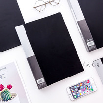 Pure black folder multi-layer student A4 transparent insert bag 60-page folder office Information Book