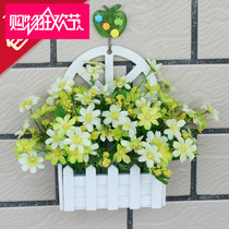 Wooden fence sunflower Daisy simulation flower set Wall Flower Wall Flower hanging floral ornaments silk flower home decoration flower