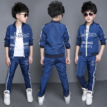 2018 boys spring and spring clothing new middle-aged childrens clothing middle-aged childrens sports spring and autumn long-sleeved two-piece suit 8-9-1
