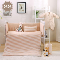 Baby bedding kit natural colored cotton newborn baby bedding bed bed hat quilt cover spring and autumn can be customized