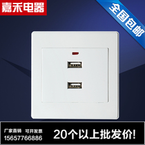 Type 86 wall switch two hole USB socket panel double hole socket wall household double position USB panel