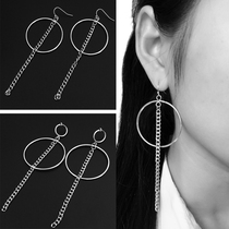 European and American retro fashion earrings ring chain tassel earrings Japanese and Korean earrings without earrings invisible ear clip female