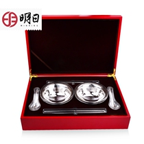 Silver bowl wedding dowel 999 silver tableware new wedding bowl chopsticks spoon six sets wedding set to send new Dragon Phoenix