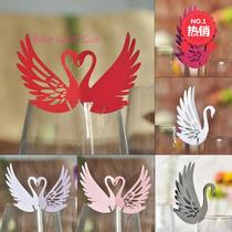 Wedding decoration card personalized wedding wine glass cup card Swan signature card counter decoration card 50 pieces