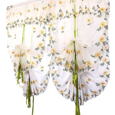 Curtain yarn simple Nordic style Roman curtain embroidery half curtain Modern finished light luxury ball curtain pastoral curtain cloth