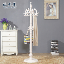 Nordic solid wood coat rack floor hanger Bedroom living room clothes rack creative wooden single-pole storage hanger