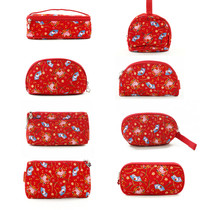  Japan Hello Kitty cute cartoon Chinese red fabric with makeup mirror cosmetics storage bag 