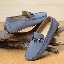 2022 Summer new bean-bean shoes men frosted genuine leather Inn men casual shoes Lazy Shoes anti-suede leather mens shoes