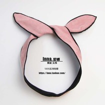 The same style on the Korean official website. Imitation deerskin suede leather made old retro two-color wild rabbit ears hair accessories headband headband