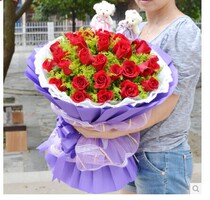 Red Rose 33 Bouquet Shanghai Flower Shop Birthday Flowers Express Shanghai Tanabata Valentines Day Rose