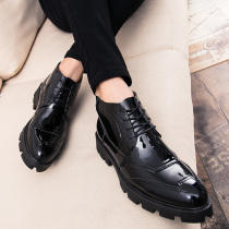 Fall High Help Shoe Mens Pointed Hair Stylist Dressers in High State Leather Shoes Korean version heightening 10cm short boots Boots Mens Shoes