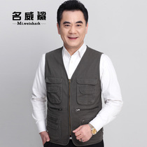 Photography fishing vest middle-aged father clothing spring and autumn outdoor cotton multi-pocket vest