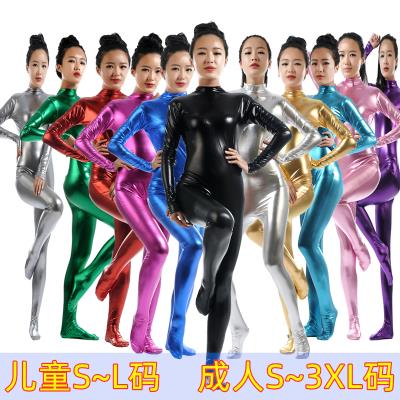 Zentai stage performance clothes children gluing full package tight fit clothes adult bright face imitation leather hyphenate woman