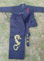Factory direct batting uniform karate clothing blue black nunchaku road uniforms custom embroidered characters